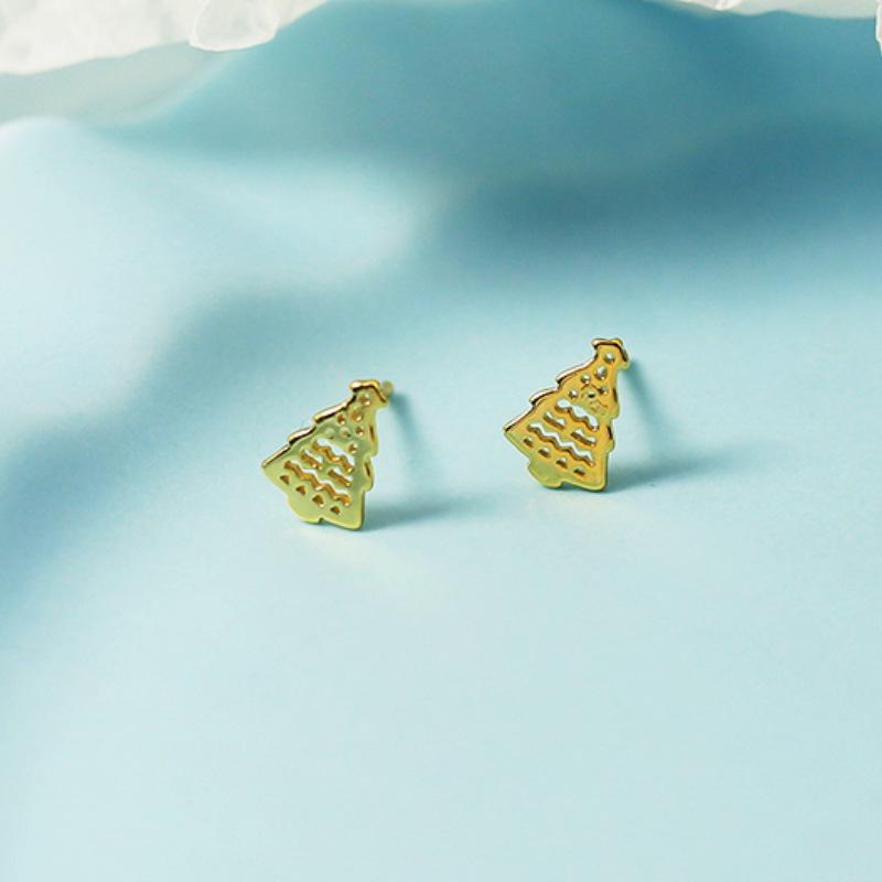 Korean Christmas Tree Stud Earrings - Mini Exquisite Mori Style Jewelry, High-End Women's Accessory, Ideal New Year Gift