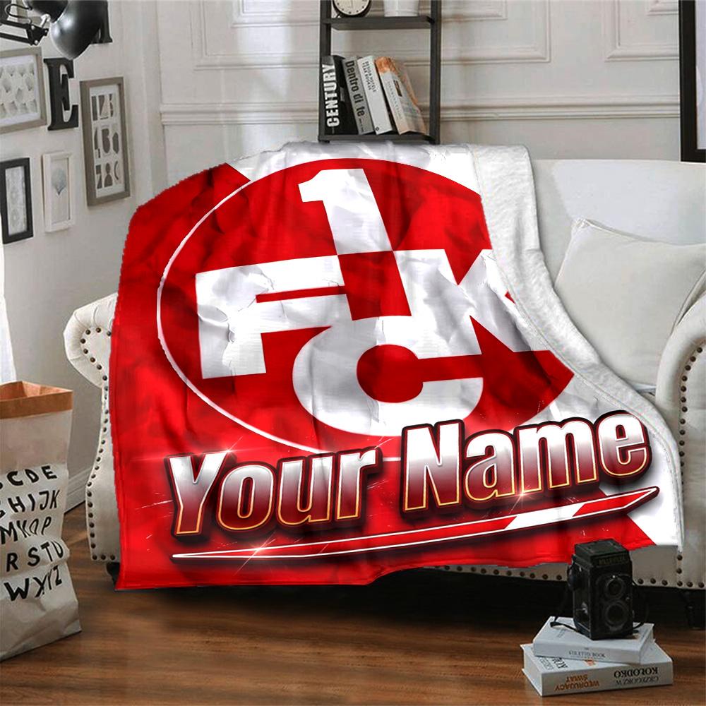 1pc 1.FC Kaiserslautern Blanket with Custom Name, Gift, for Men and Women, Soft Blanket, Good for Sofa Bed Couch Travel, Lightweight Flannel Blanket