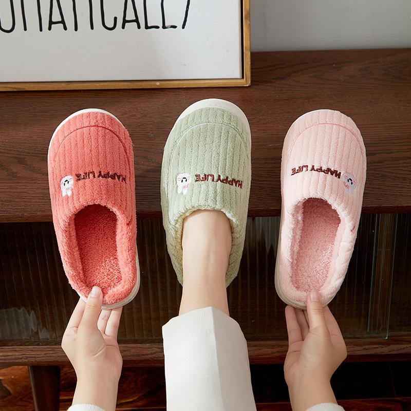 Autumn and winter cotton slippers home indoor non-slip thick-soled couple warm bag head velvet cotton shoes