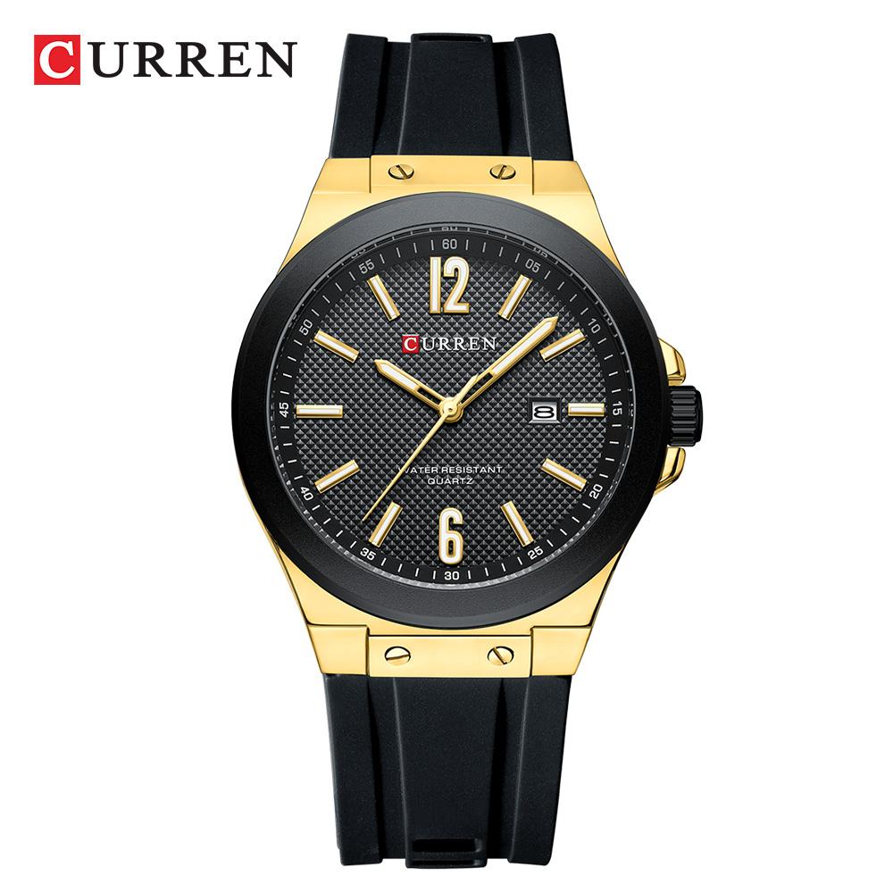 CURREN Simple Fashion Mens Watches New Top Brand Quartz Silicone Strap Wristwatch with Auto Date Waterproof Clock Luminous Hands