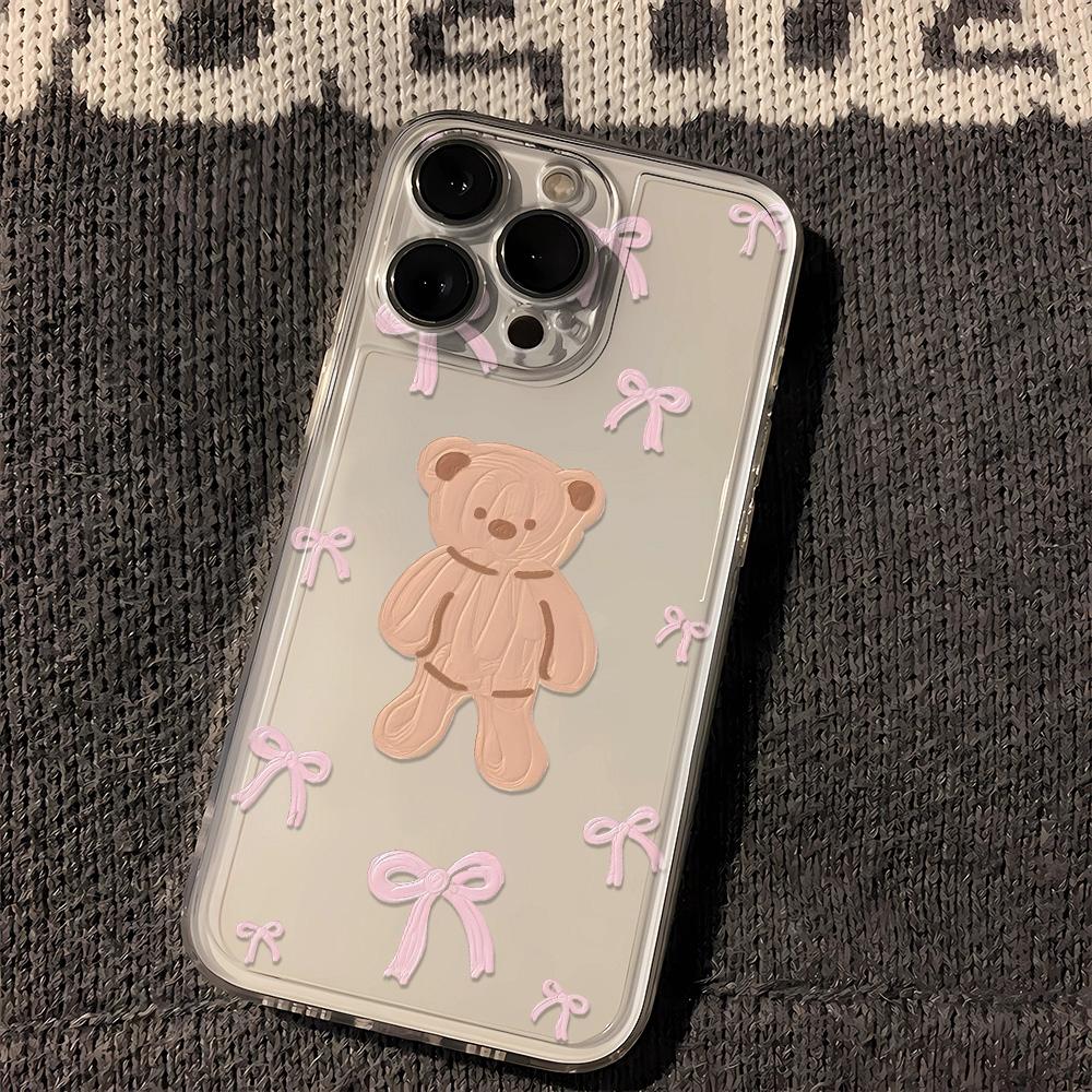 

Милый розовый чехол с бантом в виде сердца для iPhone 16 15 14 13 12 11 Pro Max 13 12Mini XS XR 7 8Plus SE Противоударные мягкие прозрачные чехлы Coque For iPhone X or XS