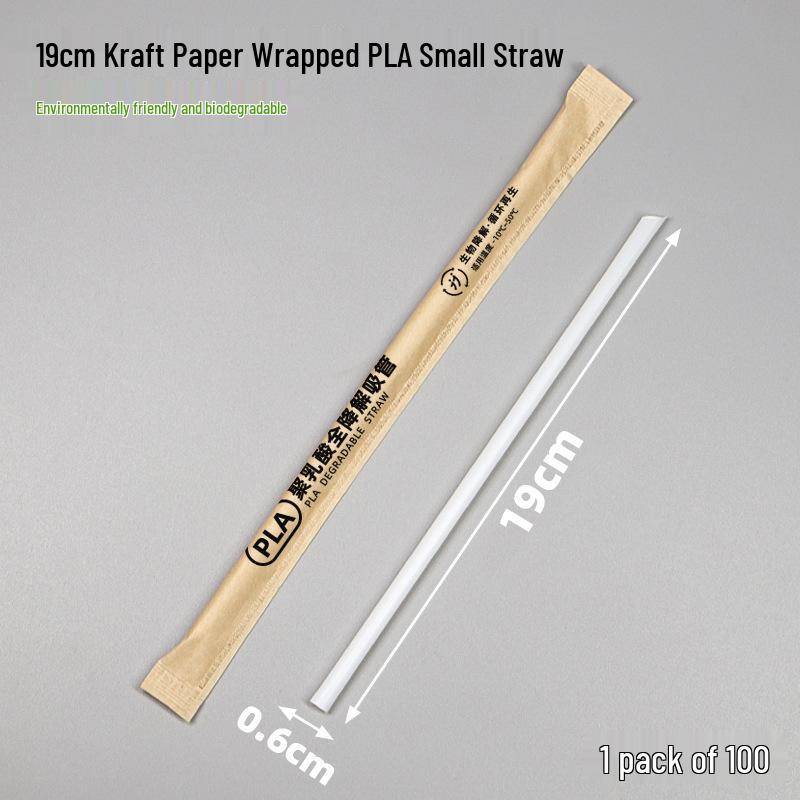 Individually Wrapped Biodegradable Black Straws for Hot Drinks - Thick & Thin, PLA, 2000 pcs.