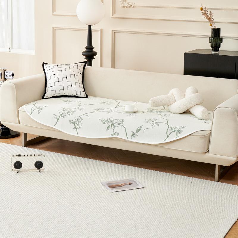Cuscino per Divano in Ciniglia di Forma Irregolare Quattro Stagioni Universale Antiscivolo Retro Bianco e Nero Avanzato Floreale Cuscino per Divano