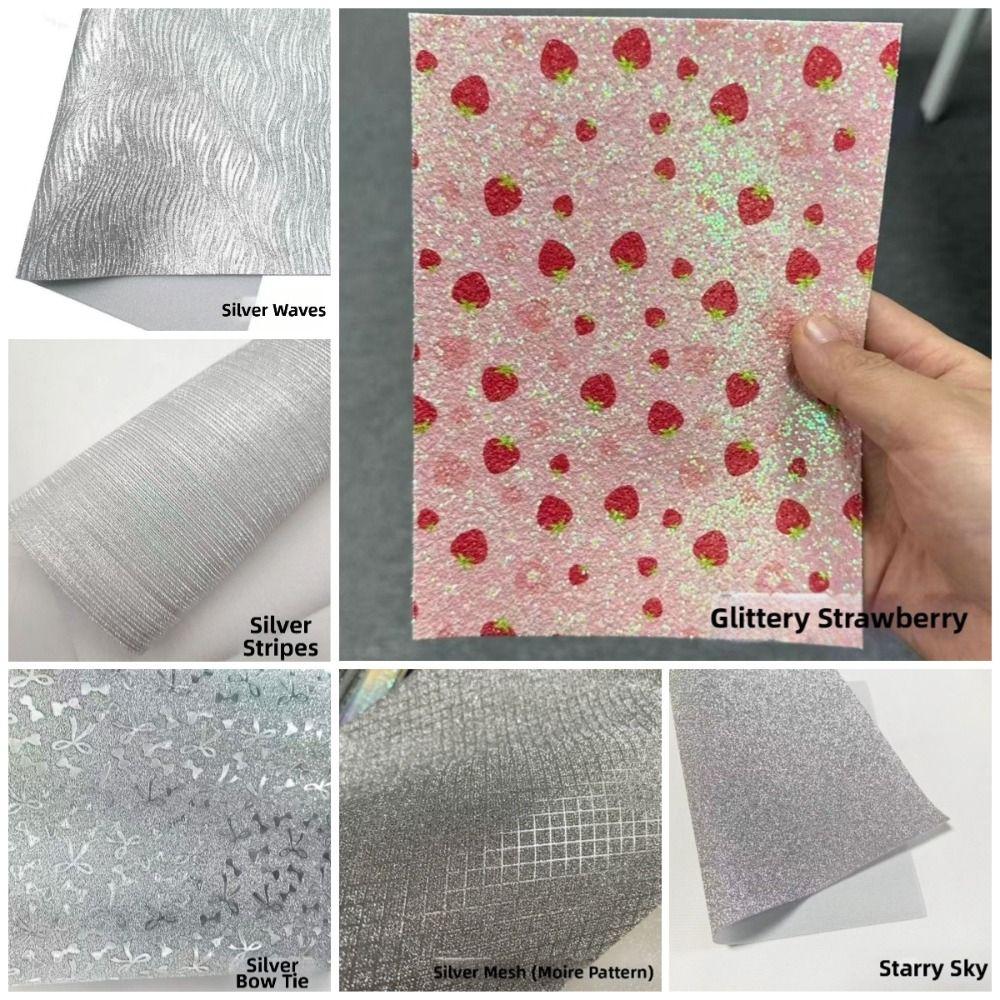 5Pcs Strawberry Silver Glitter Baking Cloth Fuse Beads Heat Resistant Ironing Sheets Handmade Hobby