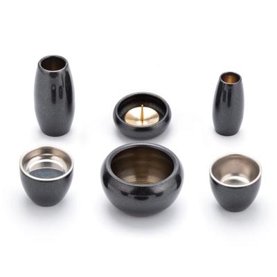 Buddhist Altar Fittings Set Silma Black Gold 6 Pieces Inch Modern Buddhist Altar Fittings Made of Copper Brass Round Cute Mini Buddhist Altar Fittings