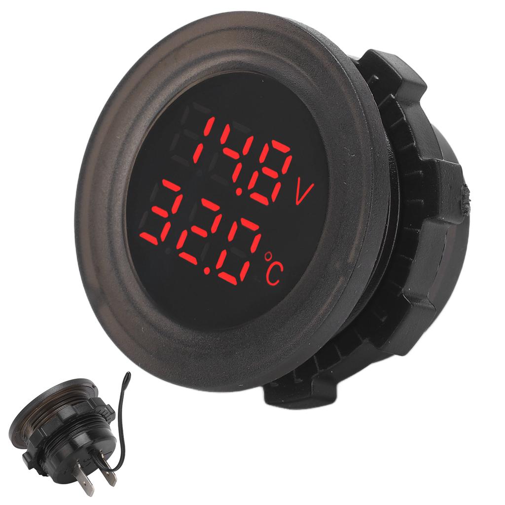 Dual Display Temperature Voltmeter Clear Stable Display Waterproof Simple Installation Car Thermometer Detector