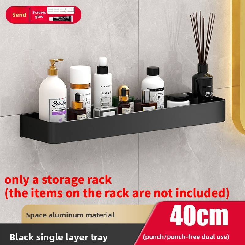 Bathroom Wall Shelf Aluminum Black For Shower And Toilet Storage