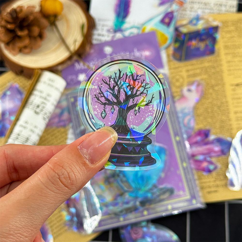 50 Transparent Ins Magic Witch Flash Film Sticker Pack Waterproof Transparent PET Hand Account Decorative Guitar Notebook