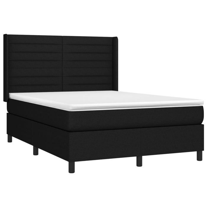 Maison Exclusive - Sommier à lattes de lit matelas et LED Noir 140x190 cm Tissu