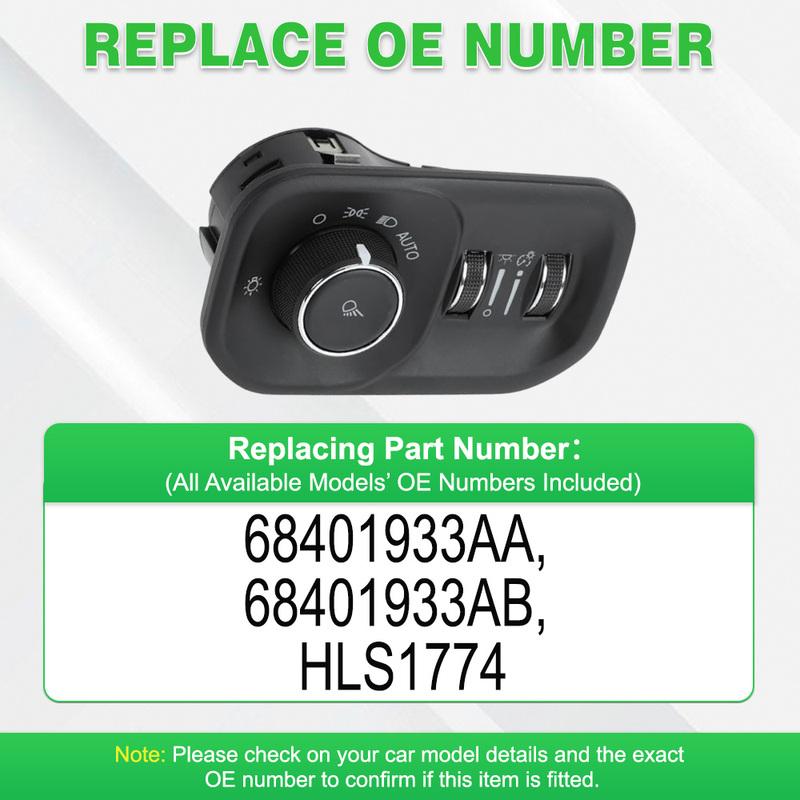 Headlight Dimmer Switch 7 P Plastic Black for Ram 2500 – –2024 68401933AA 68401933AB