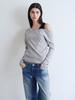 Weibeuyunion One Shoulder Soft Rib Long Sleeve Top Heather Dark Gray