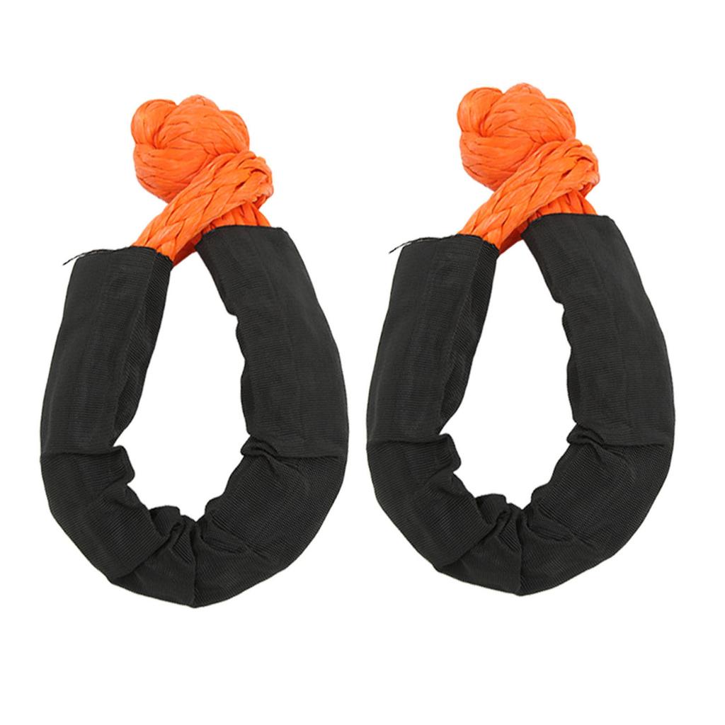 2 Pcs 13mm Soft Shackle 44092 Lbs Breaking Force High Tear Resistance Portable Soft Recovery Tow Strap for Truck SUVs