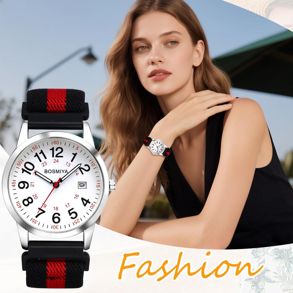 Quartz Watch with Braided Analog Date Calendar Large Colorful Popular Perfect for Christmas Men's Band, Waterproof Display, Display, Display, Dial,