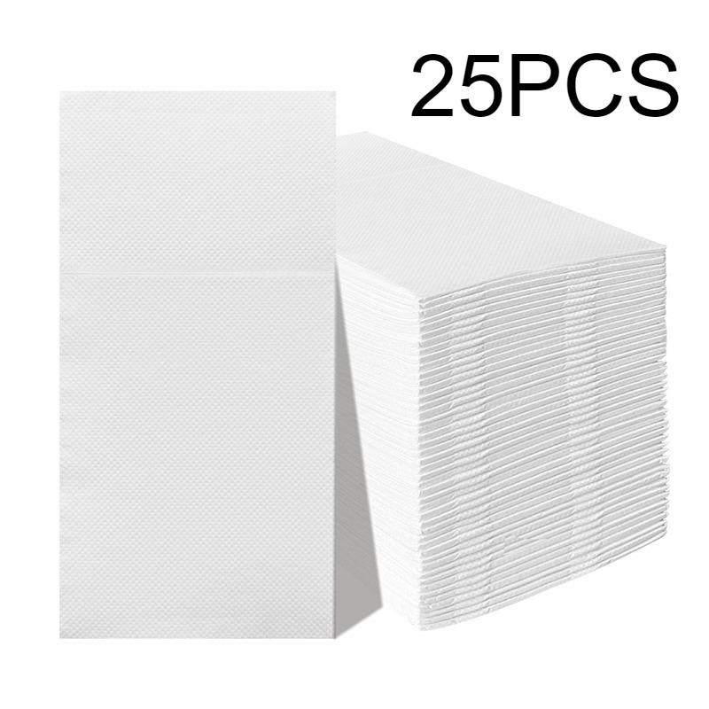 25/50PCS White Prefolded Napkins Disposable Built-in Flatware Pocket Napkins Dinner Christmas Wedding Party Cafe Events Supplies