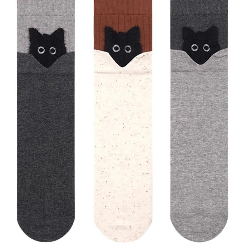 Herbst Winter Katze Cartoon Wadenlange Socken Kawaii Niedlich Warme Socken Baumwolle Zuhause Schlaf Socke Weich Bequem Täglich Tragen Geschenk