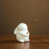 Jade Rabbit Ceramic Incense Burner - Cute Mini Tea Pet for Mid-Autumn Festival, Moon Rabbit Home Décor, Stick Incense Holder Base.