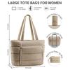 Large Capacity Puffer Tote Bag for Women with Coin Purse Water-resistant Puffy Handbag Casual Multiple Pockets Commuting Bags