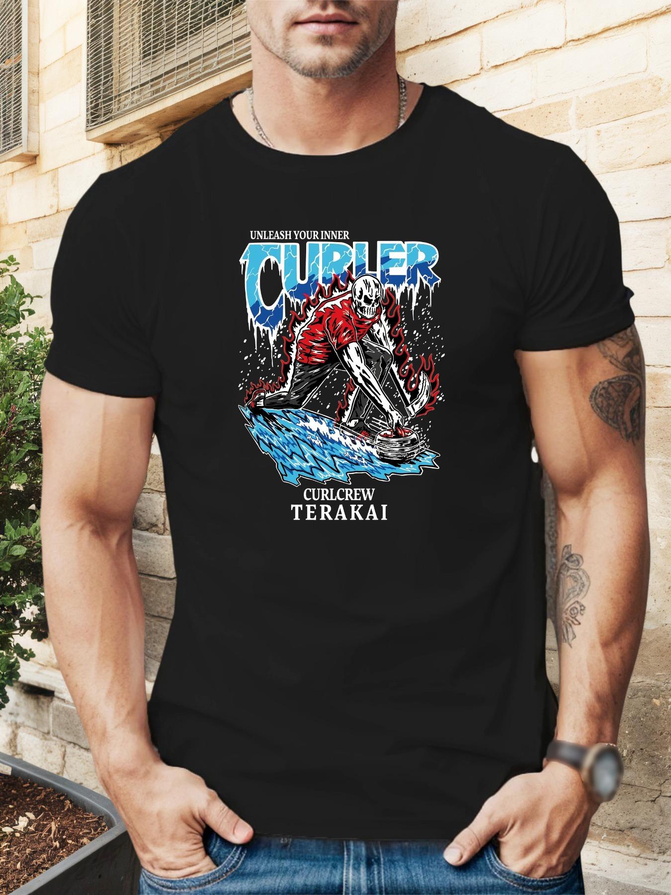 Curler Skull Graphic T-shirt - Black Cotton Crew Neck S
