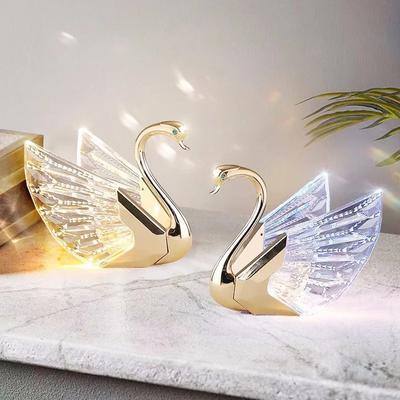 FSS  Elegant Swan Aluminum Acrylic Bedside Table Lamp with Warm Light for a Calming Atmosphere Home Office Decor Living Room