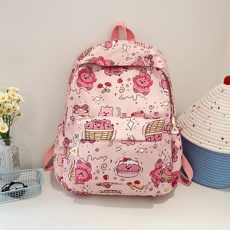 

Милый рюкзак с принтом «Маленький бобер» для девочек-подростков, большой вместимости, для кампуса, трендовый рюкзак розовый