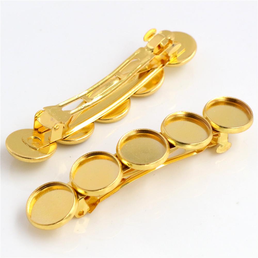 

5pcs 12mm with 5 cameo High Quality 7 Colors Plated Copper Material Hair Clips Hairpin Base Setting Cabochon Cameo