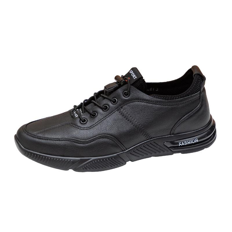 Men's Real Leather Shoes Travel Shoes Real Leather Men's Running Shoes Autumn and Winter Trendy Sports Shoes Korean Version Casual Thick Sole