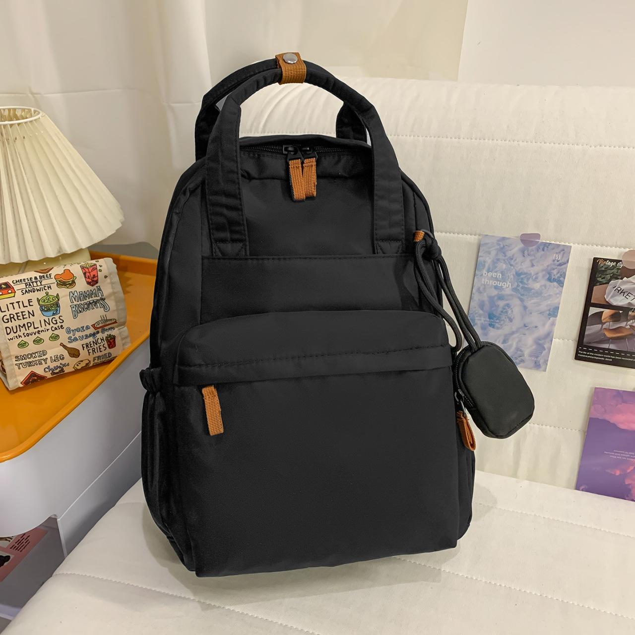 

Simple large-capacity backpack for female college students, lightweight travel backpack, laptop bag, suitable for commuting to w чёрный