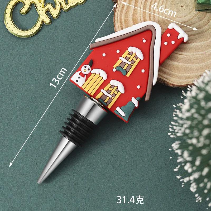 Merry Christmas Wine Bottle Stopper Xmas Tree Snowman PVC Preservation Wine Cork Bar Party Decoration Crafts Fresh-keeping