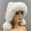 Real Mink Fur Hats Knitted Ear Cap Genuine Warm Snow Fluffy Female Fox Fur Hat Outdoor Luxury Woman Hat