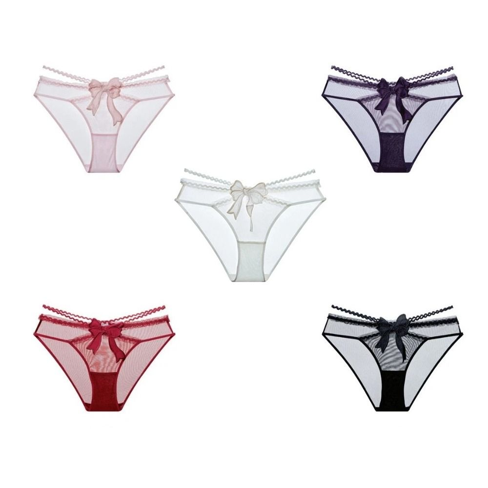 Mesh Women Underwear Hollow Bow Lace Panties Female Lingerie Lace Briefs  Lady