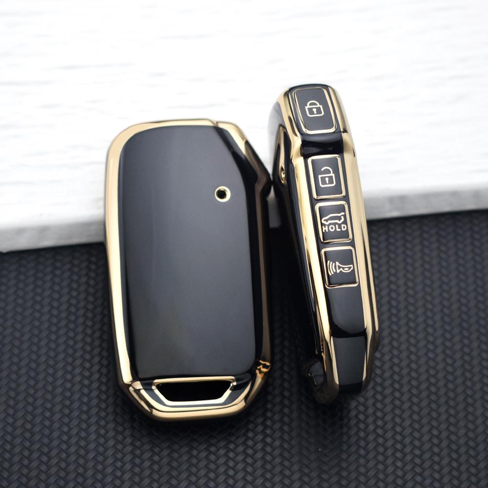 4 Buttons Full Protection TPU Car Key Fob Cover for Kia Sportage K5 K8 Cerato Sorento Soul Ray Telluride - Key Holder Key Chain