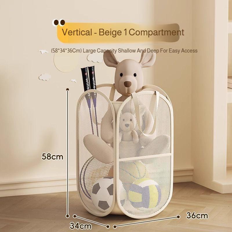 Foldable Toy Storage Basket Large Capacity Stuffed Animal Organizer Multipurpose Laundry Hamper Home,Bedroom Clothes Storage Beige