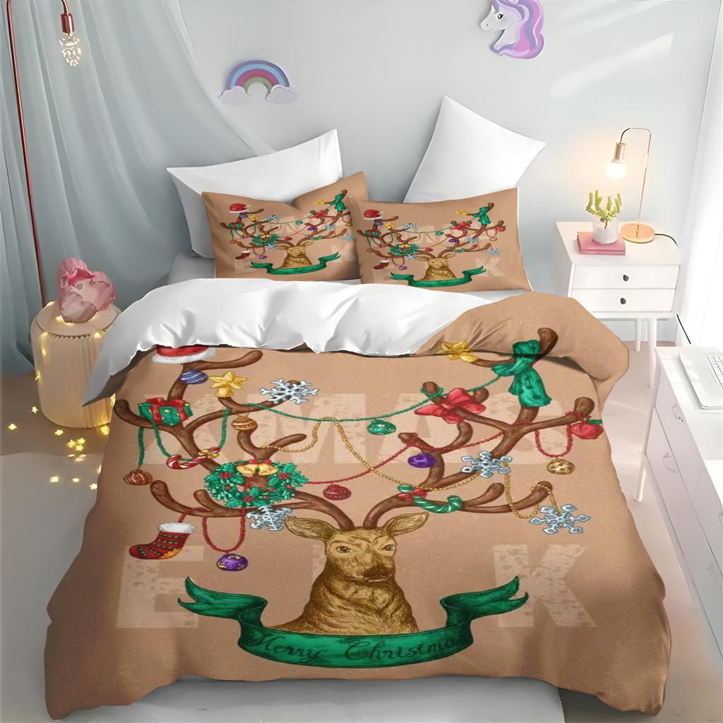 Christmas Quilt Cover, Cartoon Anime, Duvet Printed Comforter, Polyester Bedding, Twin Size, Children Gift, Various Sizes
