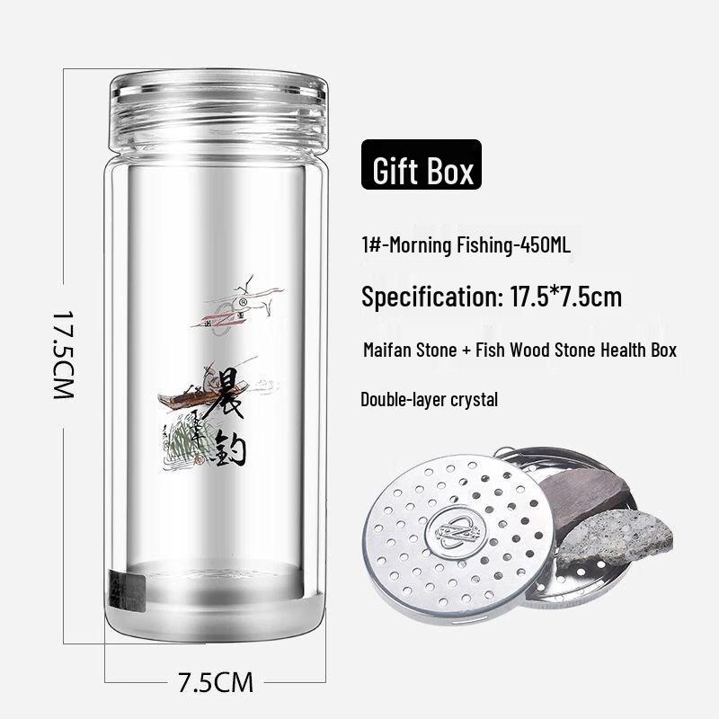 Portable Double-Wall Glass Tea Mug with Lid