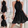 Independent Station Spring Summer European And American New Women'S Clothing Splicing Sleeveless Lotus Leaf Edge Dress