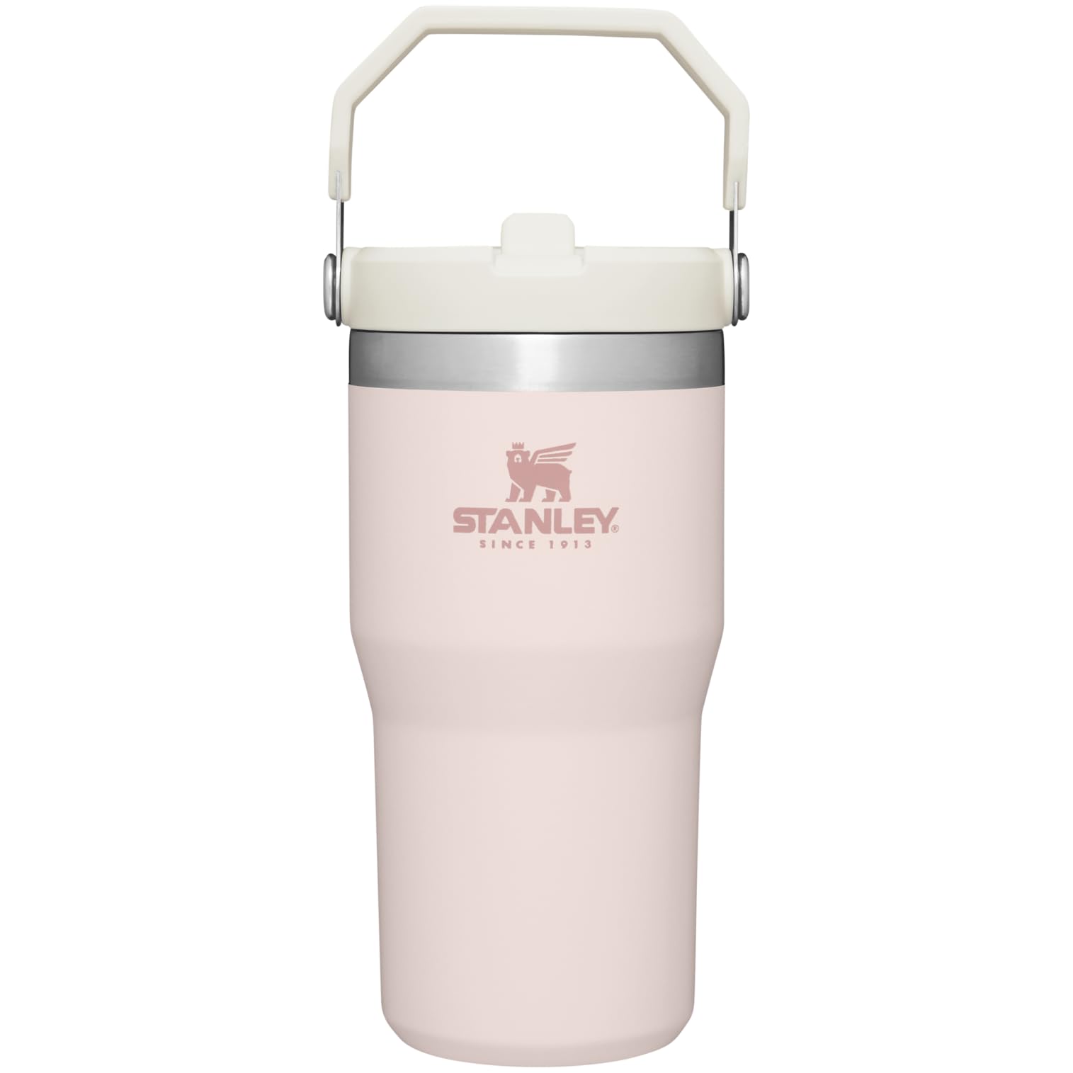 Stanley 1913 Iceflow Flip Straw Vacuum Insulated Rose 20oz 2.0 Tumbler, Quartz, 0.59L