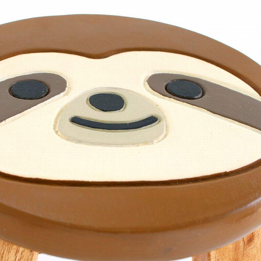 Tomo.cop Wooden Chair, HawaiianNaturalResort Sloth Round Stool (Sloth), Brown