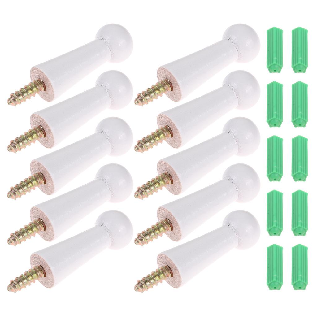 10Pc Screw-On Wooden Hook Home Wall Decor Coat Jacket Towel Mug Shaker Peg Hook +Screw Wall Mounted Door Bathroom Kitchen Hanger