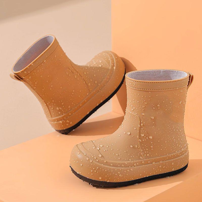 Children Cute Cartoon Rain Boots Solid Minimalist Non Slip Waterproof Outdoor Shoes Soft Sole Rubber Footwear New Arrival