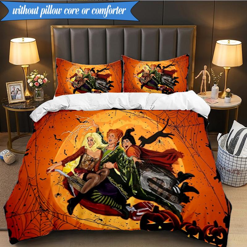 Halloween witch 3pcs K-pop music group Bedding set,Ideal for Bedroom, Dormitory,Including Duvet Cover And 2pcs Pillowcases,Fan gifts