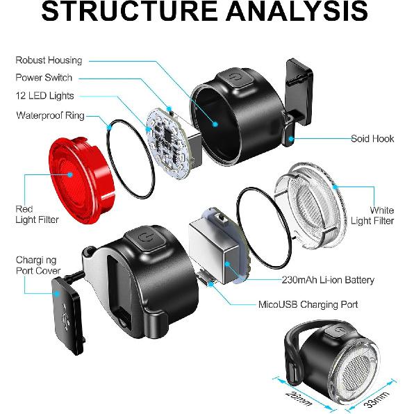 Bike Tail Light, Rear Bike Lights USB Rechargeable