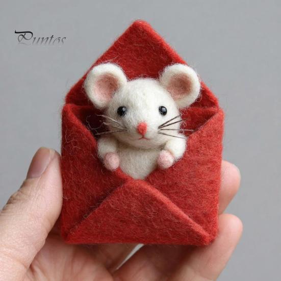 Wool Art Doll Handmade Felt Mouse Plush Toy Cute Animal Ornament Collectible Soft Charming Home Decor Unique Gift for Collectors Warm Textured