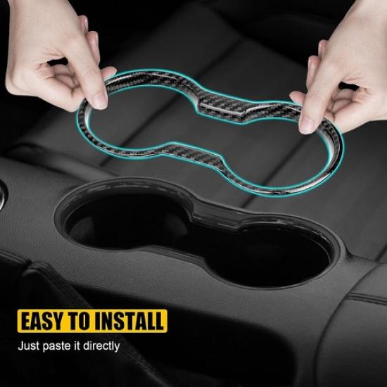 For Ford Cup Holder Cover Frame Trim Fit 2015+ Ford Mustang Interior Accessories