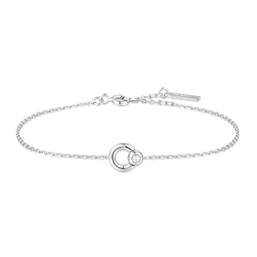 Ania Haie Hoop Natural Freshwater Pearl 925 Silver Bracelet B058-03H