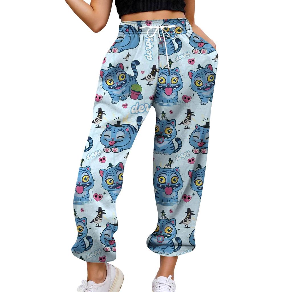 Women's Casual Fashion Print Casual Drawstring Elasticated Waist Drawstring Pants