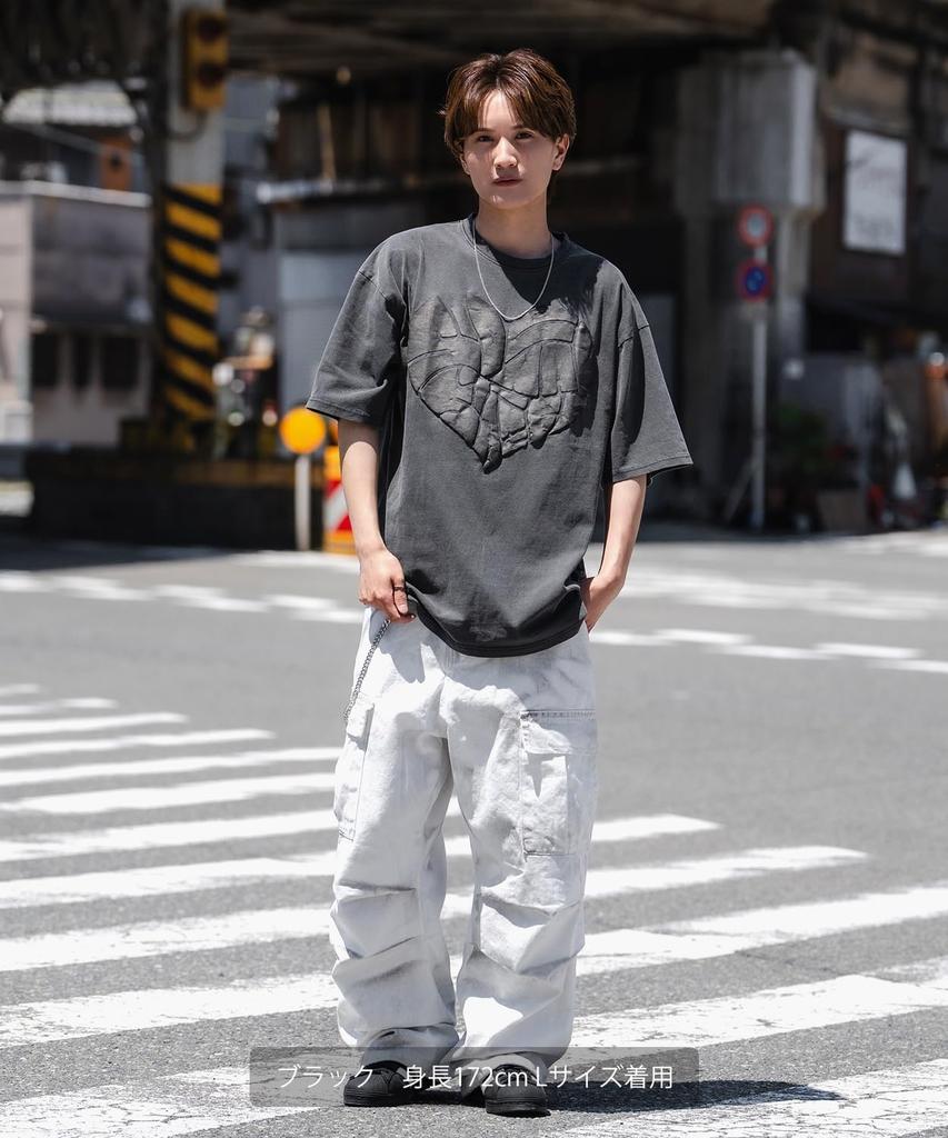 [VERBESSERT] [SEITENSTÄNDER] Drip Logo Herz Pigment Kurzarm-T-Shirt