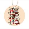 Ho Ho Ho Reindeer Santa Snowman Plaid Print Acrylic Christmas Tree Ornament Holiday Hanging Decoration Christmas Decor New Year Party Favors