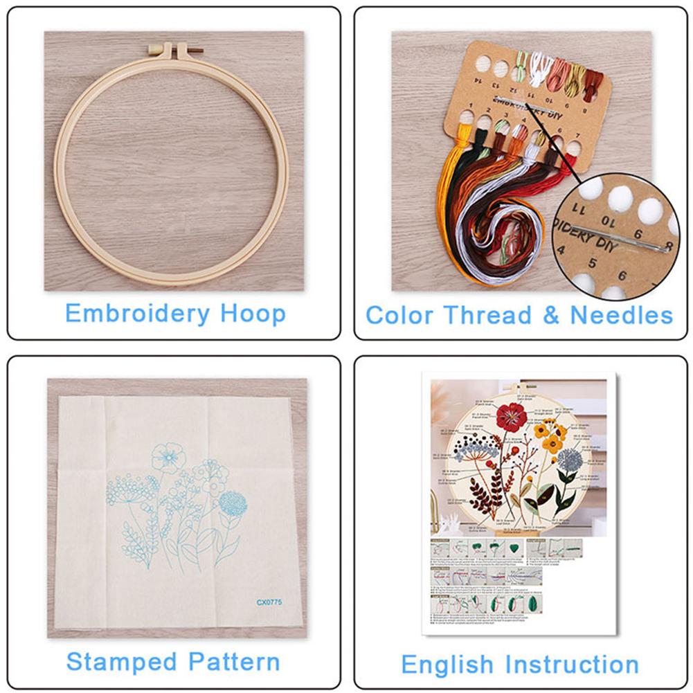 1/2Pcs Christmas Embroidery Kit DIY Cross Stitch with Needle Merry Christmas Ornaments Needlework Handmade for Home Decor Gifts