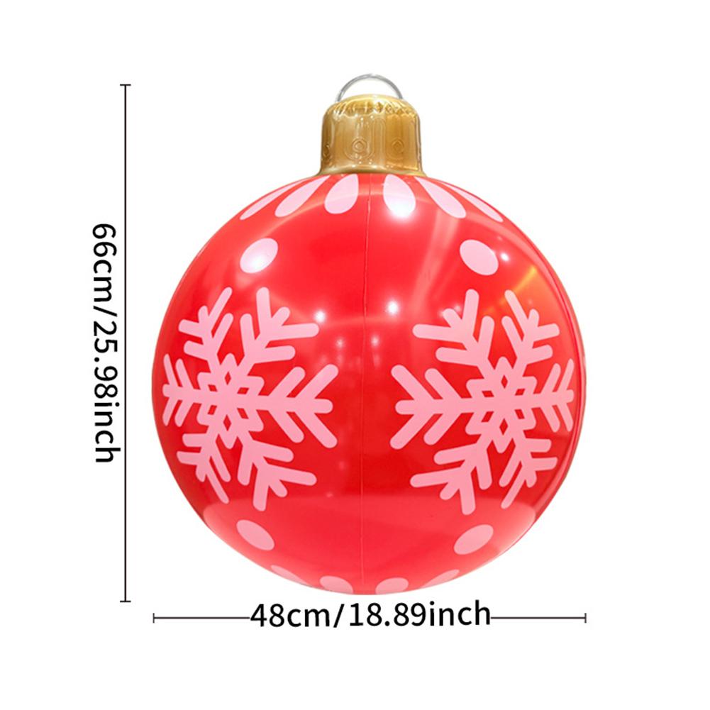 48cm Christmas Inflatable Ball Pendant Colored Xmas Print Ball Decoration Ornament Celebration Ball Party Home Festive Decor