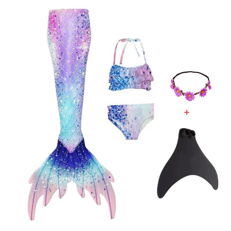 Girls Swimming Mermaid Tail Mermaid Costume Dress Cosplay Children Christmas Birthday Gift Fantasy Swimsuit Can Add Monofin Fin